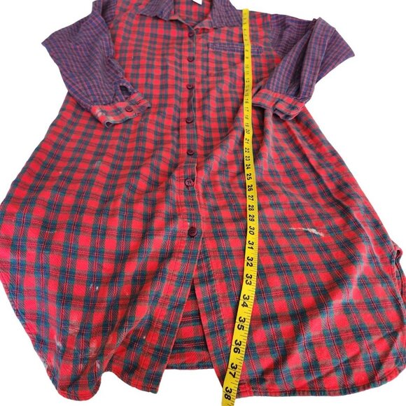 Vintage Y2K Plaid Shirt Dress Collar SZ S Mixed Print Tunic‎ Cotton - Picture 12 of 13